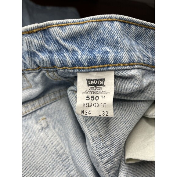 VTG Levis Jeans Mens 550 34x32  Light Wash Relaxed Fit Upside Down Orange Tag - Picture 3 of 14